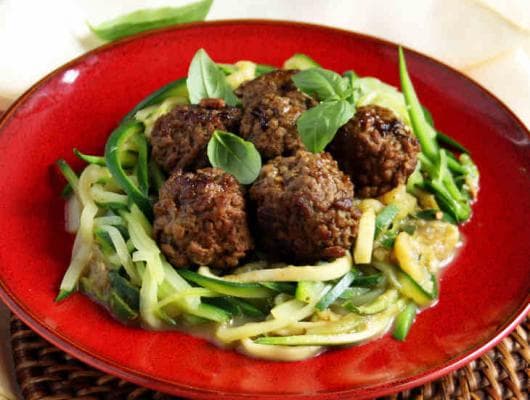 AIP Crockpot Spaghetti and Pesto Meatballs Recipe