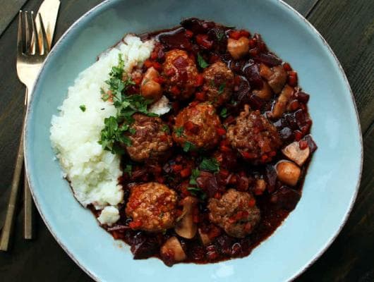 AIP Slow Cooker Lamb Beet Meatballs Recipe