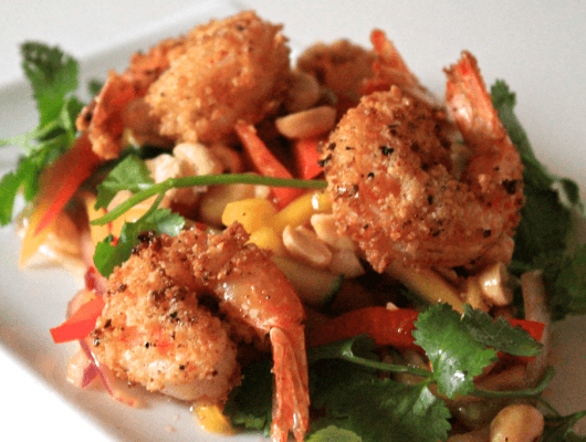 Almond Crusted Shrimp and Mango Salad