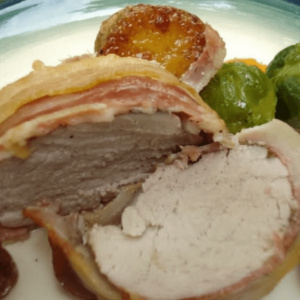 An elegant pork roast with sage