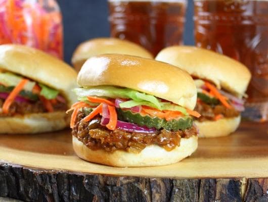 Asian Sloppy Joes with Pickled Carrots and Onions