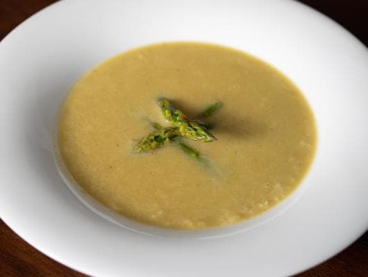Asparagus Soup with Caramelized Leeks