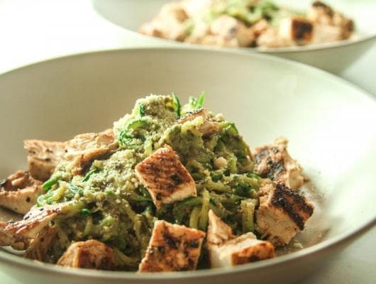 Avocado Pesto with Zucchini Pasta