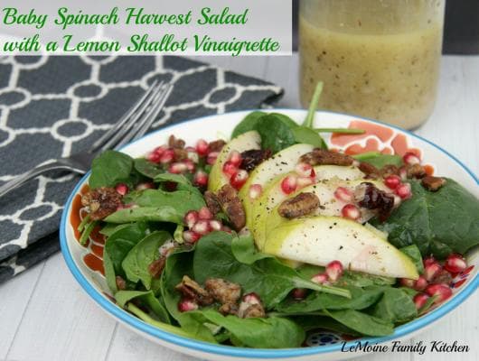 Baby Spinach Harvest Salad with a Lemon Shallot Vinaigrette