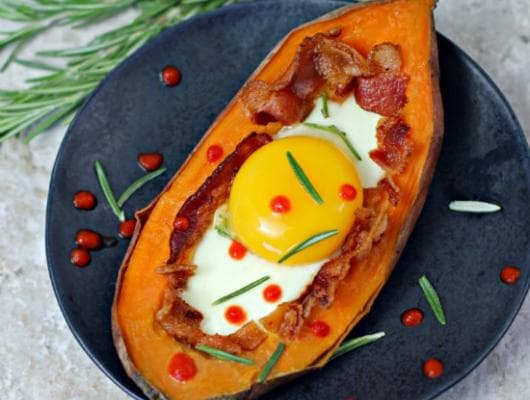 Bacon Egg Stuffed Sweet Potato