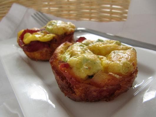 Bacon Wrapped Egg Cups with Horseradish and Cheddar