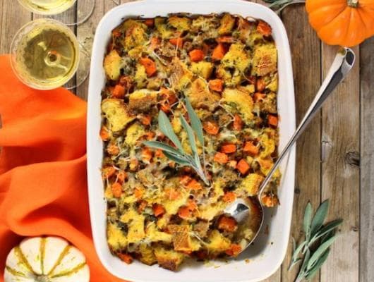 Baked Butternut Squash with Italian Sausage Stuffing