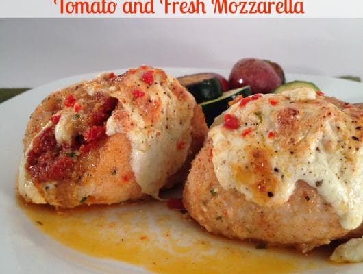 Baked Chicken Stuffed with Sun Dried Tomato & Fresh Mozzarella