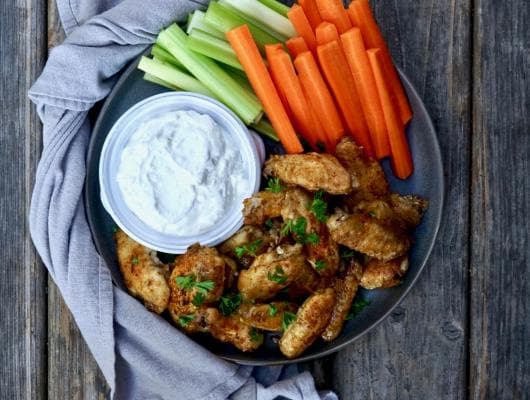 Baked Chicken Wings With Blue Cheese Dip