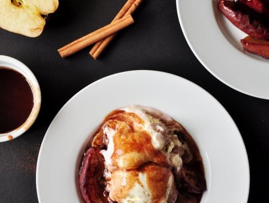 Baked Cinnamon Apple with Ice Cream