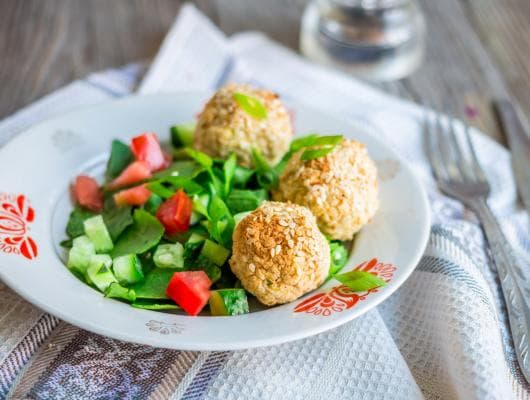 BAKED FALAFEL WITH SESAME SEEDS