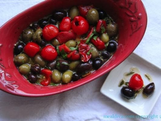 Baked Olives and Peppers