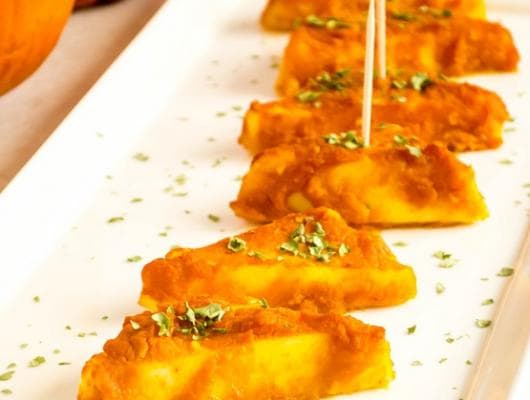 Baked paneer in pumpkin sauce