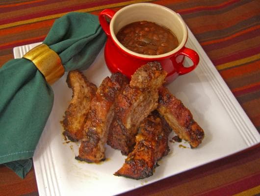 Barbecued Baby Back Pork Ribs and Bush's Grillin' Beans