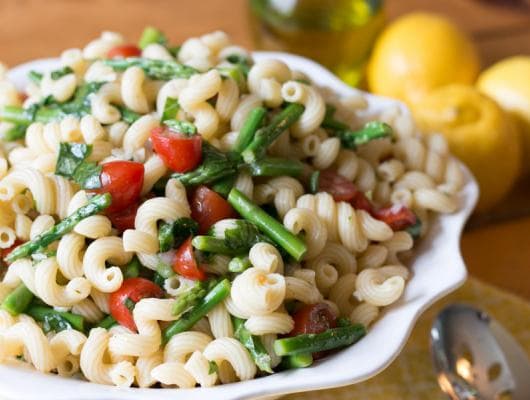 Lemon Basil Pasta Salad with Asparagus & Tomato