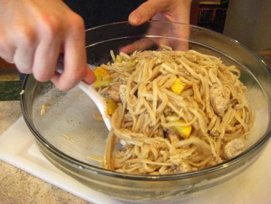 Squash and Chicken with Pumpkin Pasta