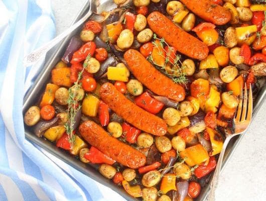 Andouille Chicken Sausage Veggie Kabobs (Deconstructed)
