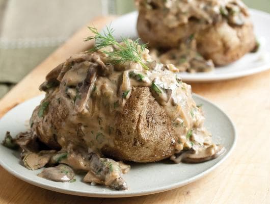 Baked Potatoes with Creamy Mushroom Ragout
