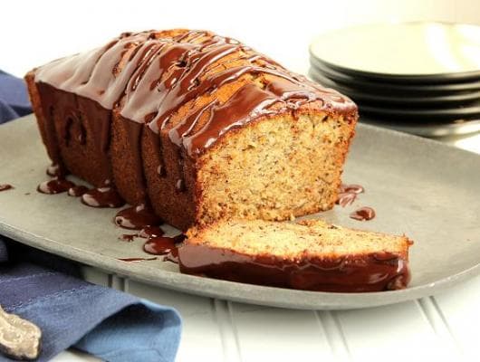 Banana Bread with Chocolate Glaze