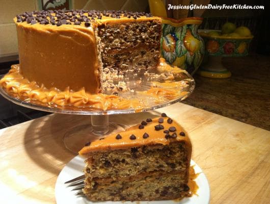 Banana Chocolate Chip Cake With Peanut Butter Frosting - gluten free, dairy free, soy free