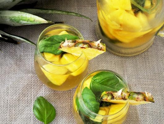 Basil and Pineapple Moscato Sangria