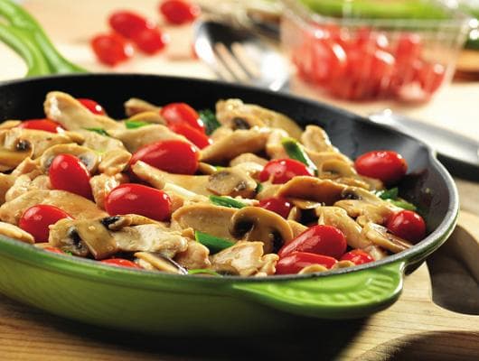 Chicken with Grape Tomatoes and Mushrooms