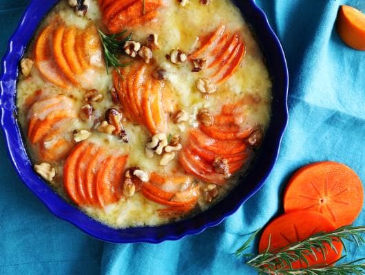 Baked Honeyed Persimmons in Brie